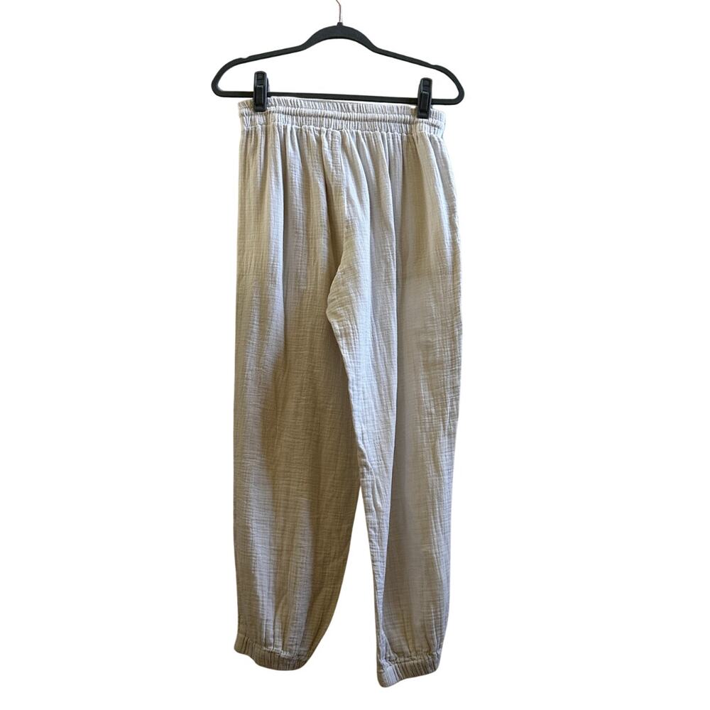 Japna Lounge White Cotton Gauze Jogger Pants Medium